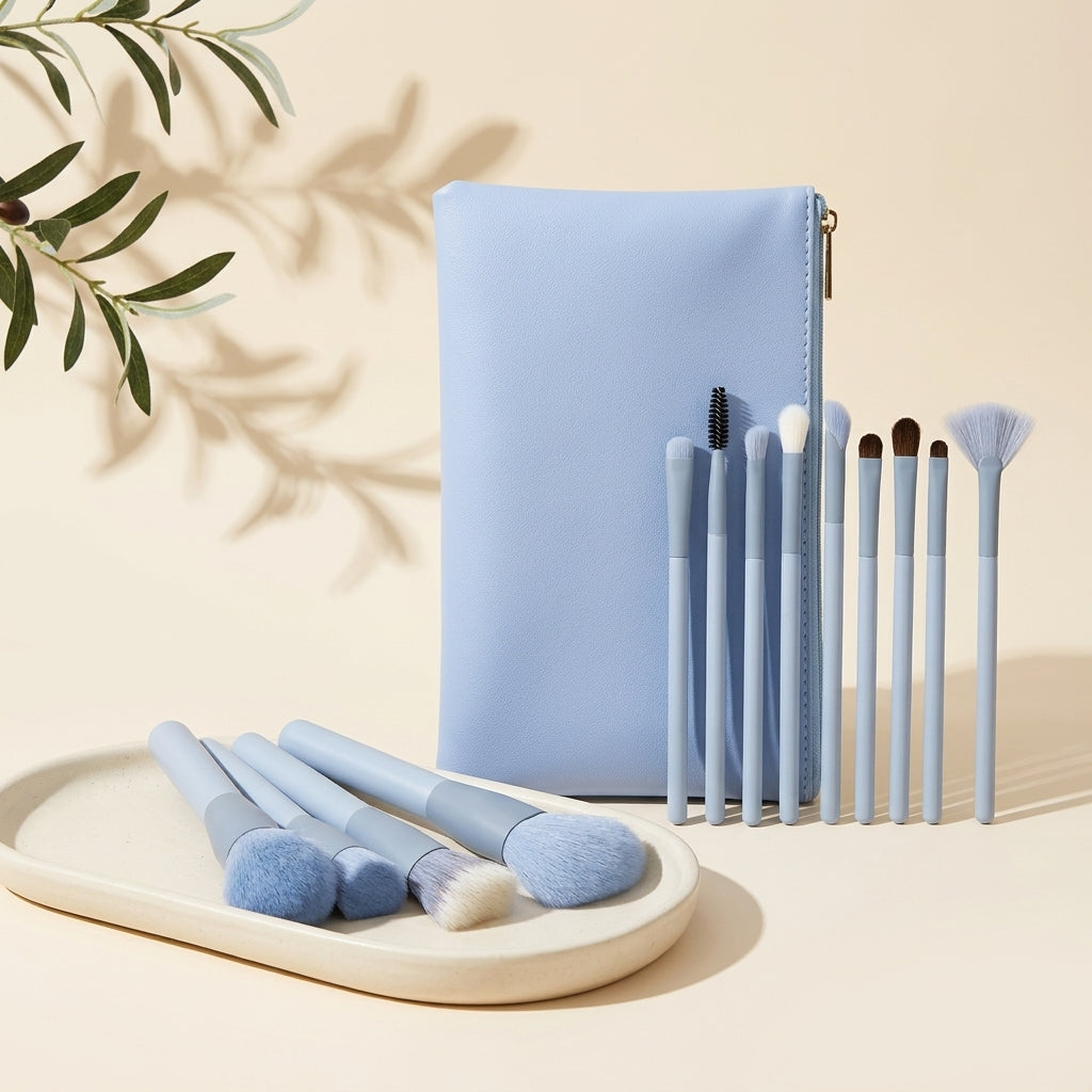 Set of 13 Premium Synthetic Makeup Brushes with Bag