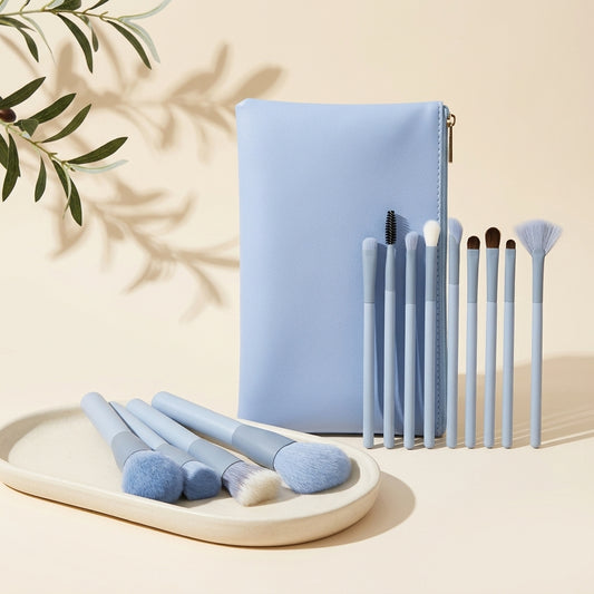 Set of 13 Premium Synthetic Makeup Brushes with Bag