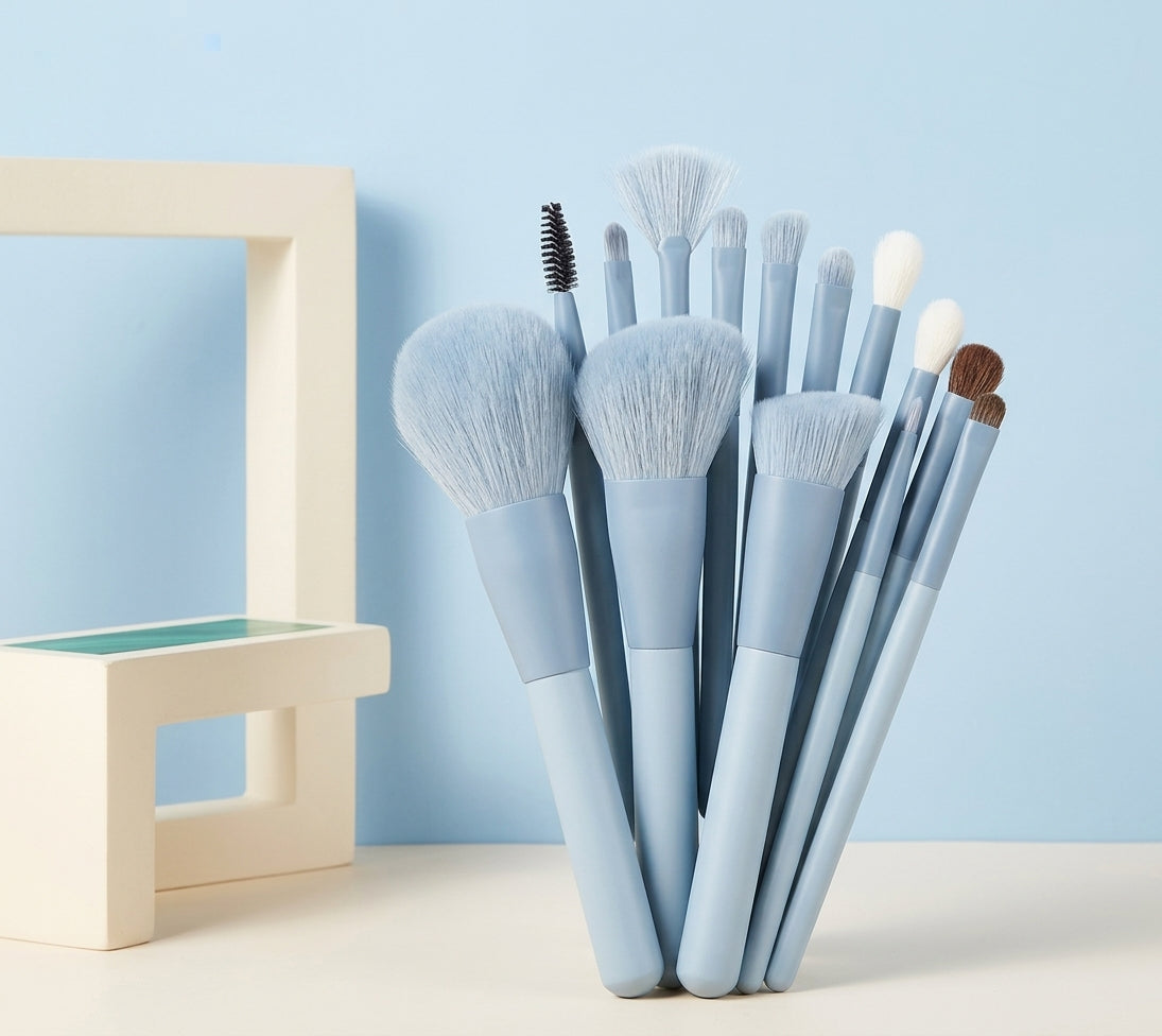 Set of 13 Premium Synthetic Makeup Brushes with Bag