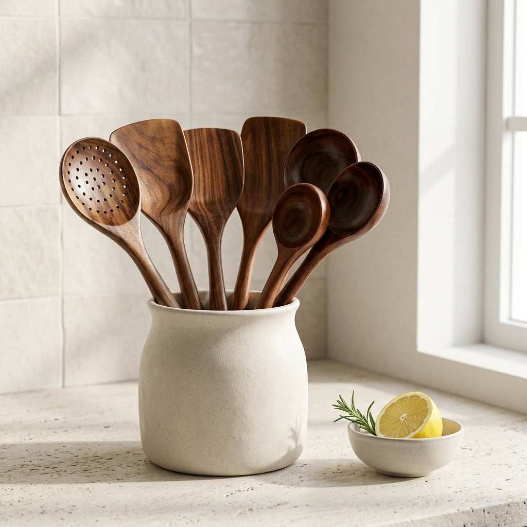 Essential Acacia Collection | Set of 7 Culinary Utensils
